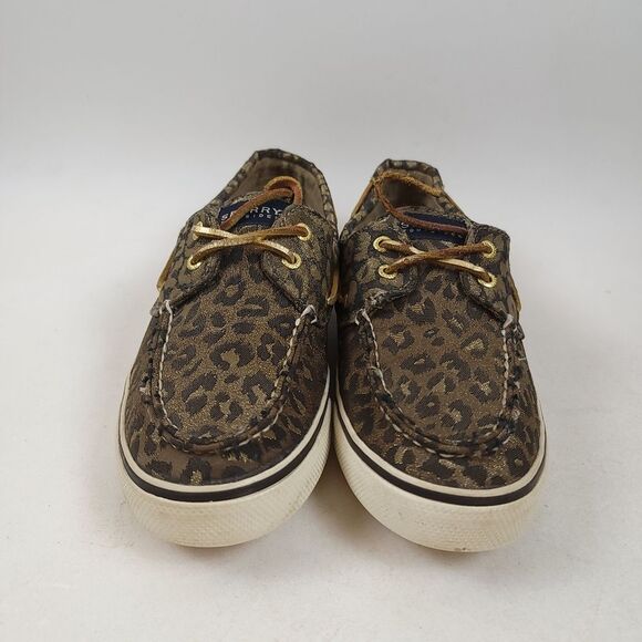 Sperry Top-Sider Sparkly Shimmer Leopard Cheetah Canvas Deck Loafers Shoe Sz 8.5 - Picture 2 of 9